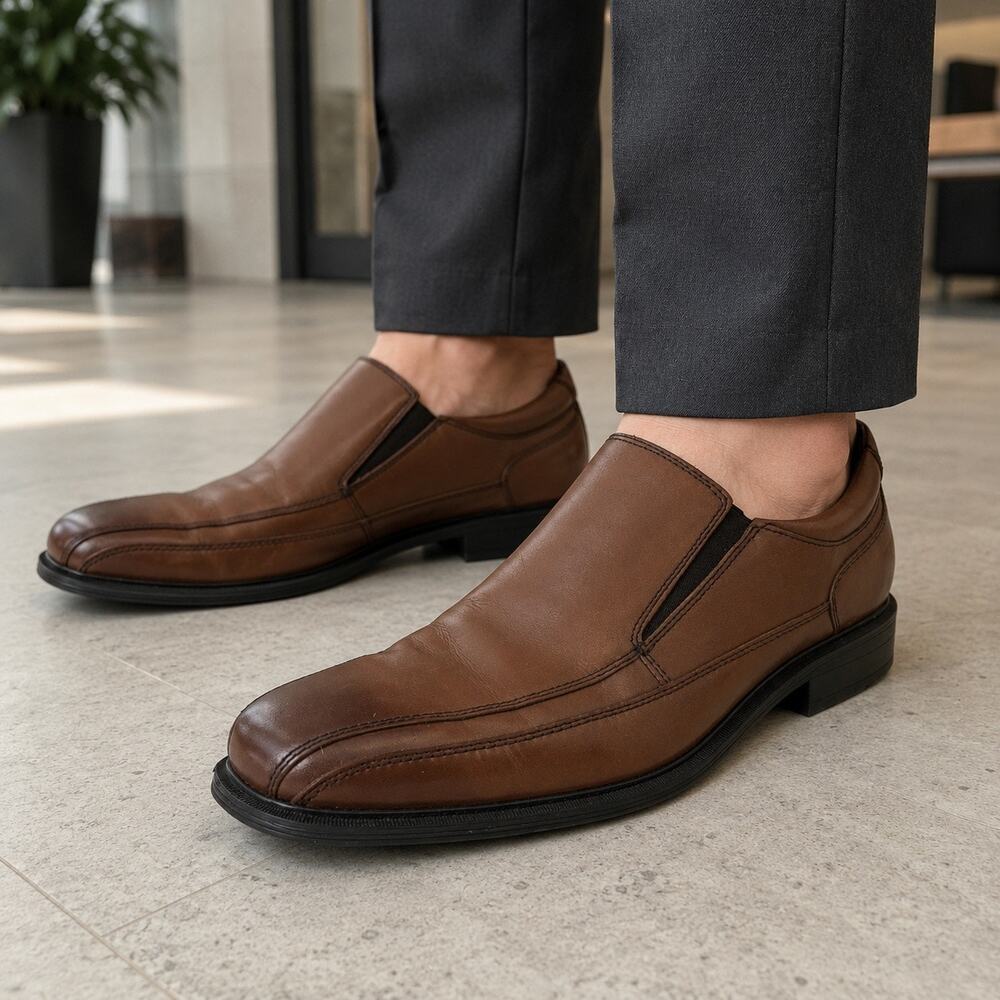 Kenneth Cole New York Len Slipon Brown Leather Loafers Men’s 11 M